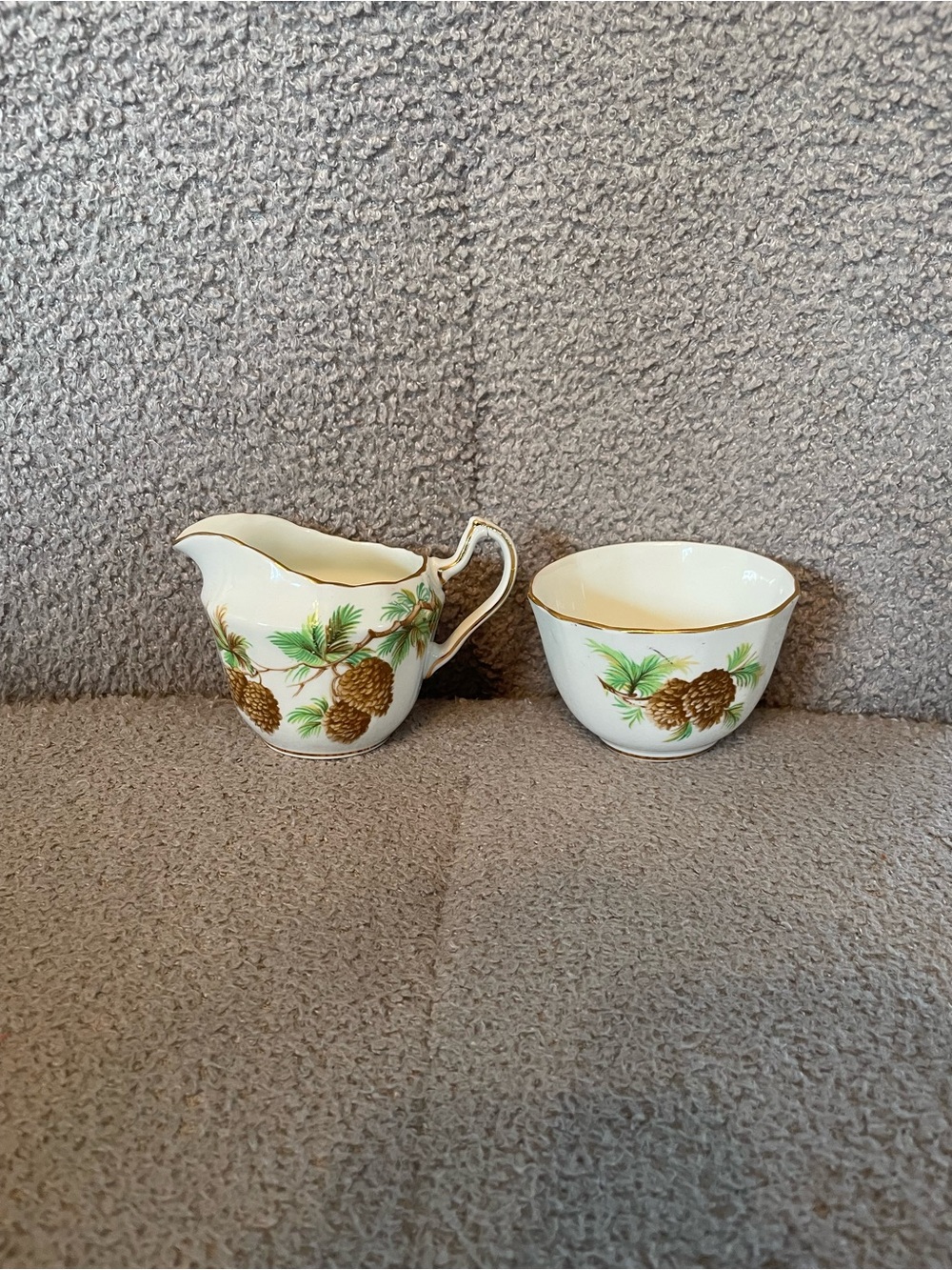 Clarence Bone China Pinecone Creamer and Sugar Bowl Set